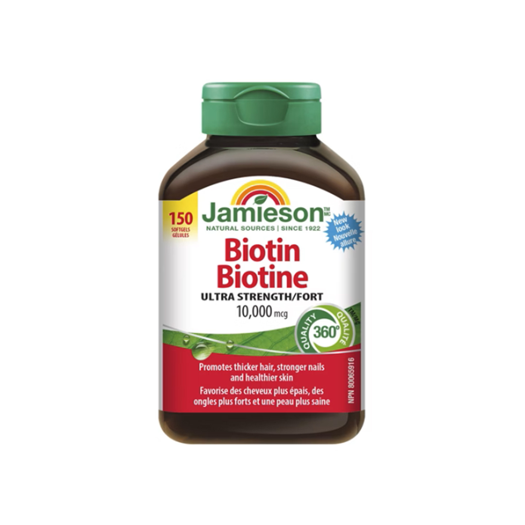 مکمل بیوتین جیمیسون 10,000 میکروگرم، 150 سافت‌ژل - Jamieson Biotin 10,000 mcg, 150 Softgels
