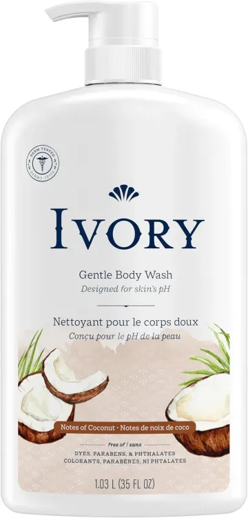 شامپو بدن ملایم و لطیف Ivory با رایحه آب نارگیل، 1.03 لیتر (Ivory Mild & Gentle Body Wash, Coconut Water Scent, 1.03 L)