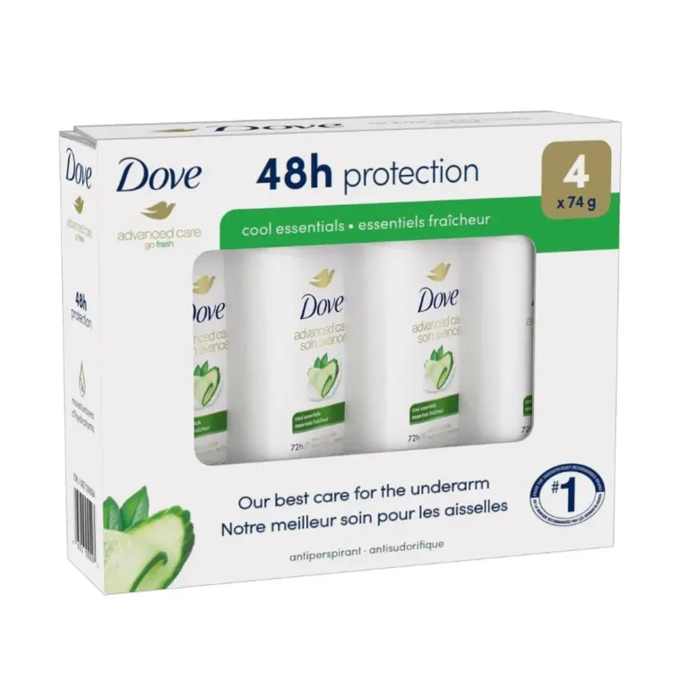 استیک ضدتعریق و دئودورانت Dove Advanced Care Cool Essentials، بسته ۴ عددی ۷۴ گرمی - Dove Advanced Care Cool Essentials Antiperspirant Deodorant – 4 × 74 g