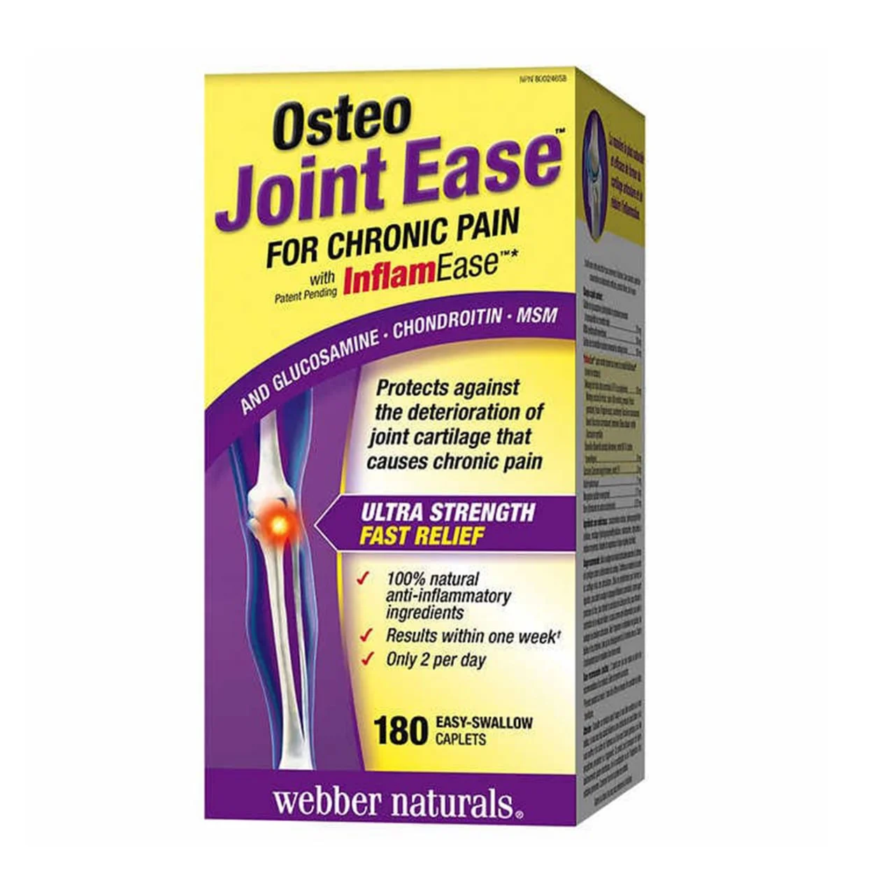 استئو جوینت ایز وبر نچرالز (Webber Naturals Osteo Joint Ease) با اینفلم‌ایز، گلوکوزامین، کندرویتین و MSM – 180 کپلت