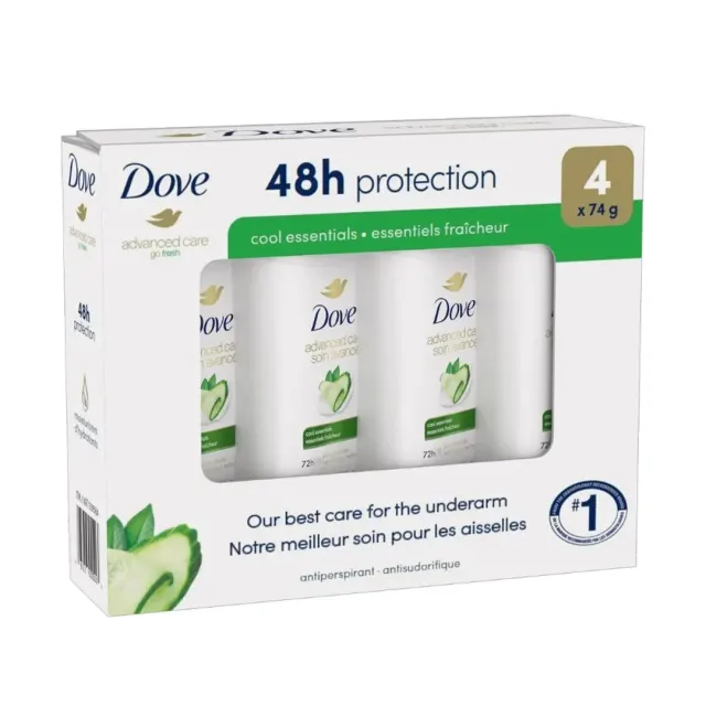 استیک ضدتعریق و دئودورانت Dove Advanced Care Cool Essentials، بسته ۴ عددی ۷۴ گرمی - Dove Advanced Care Cool Essentials Antiperspirant Deodorant – 4 × 74 g