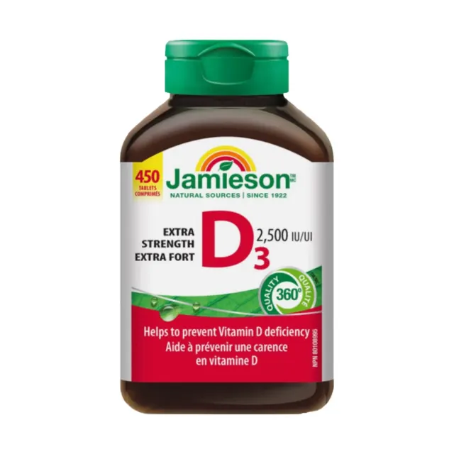 ویتامین D3 جیمیسون 2500 واحد | مکمل حمایت از سیستم ایمنی، استخوان و دندان، پک  450 تایی (Jamieson Vitamin D3 2500IU)