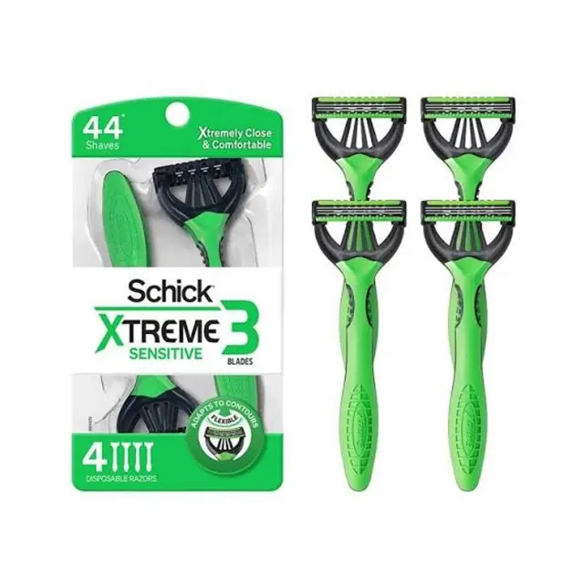 تیغ اصلاح یک‌بارمصرف شیک Xtreme3 Sensitive | مخصوص پوست حساس، بسته ۲۸ عددی | Schick Xtreme3 Sensitive Skin Disposable Razors – 28 Count