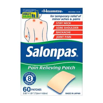 پچ مسکن ضد درد سالونپاس هیسامیتسو (Salonpas Pain Relieving Patch Hisamitsu) بسته 60 عددی، ابعاد 7.2x4.6 سانتیمتر