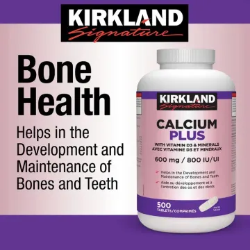 قرص کلسیم پلاس کرکلند ۶۰۰ میلی‌گرم با ویتامین D3، بسته ۵۰۰ عددی-Kirkland Signature Calcium Plus with Vitamin D3
