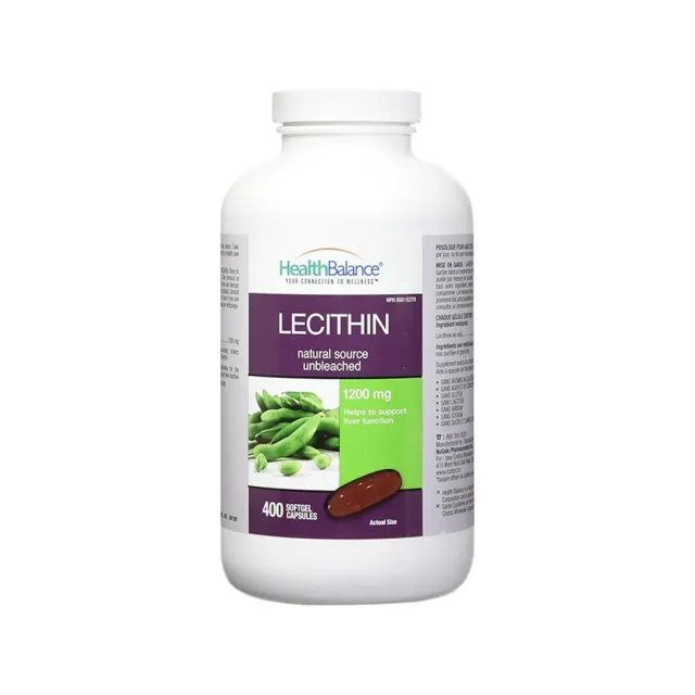مکمل لسیتین Health Balance Lecithin 1200mg، حاوی 400 کپسول ژلاتینی