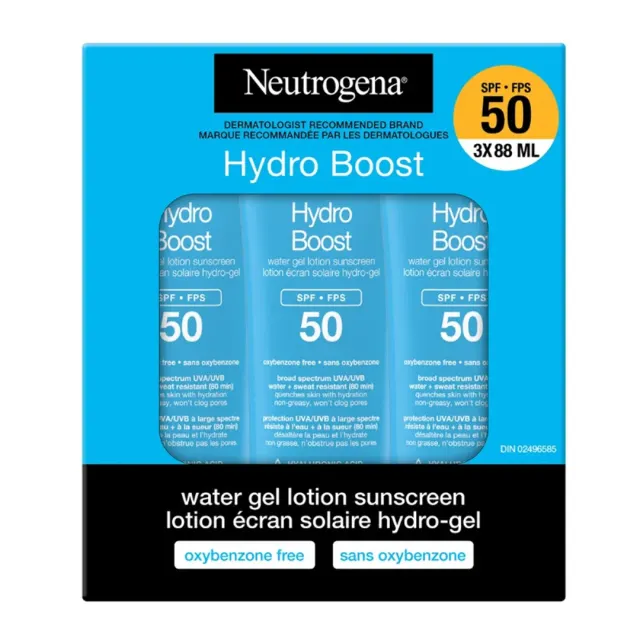 ضدآفتاب آبرسان واتر ژل نوتروژینا هیدرو بوست SPF 50 – پک ۳ عددی ۸۸ میلی‌لیتری (Neutrogena Hydro Boost Water Gel Sunscreen SPF 50 – 3-Pack 88ml)