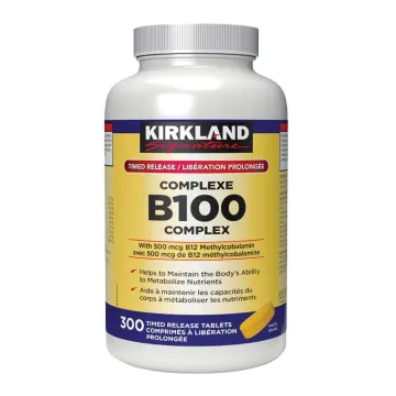 قرص ب کمپلکس B100 کرکلند سیگنچر تایم ریلیز، بسته ۳۰۰ عددی - Kirkland Signature Timed Release B100 Complex with 500 mcg B12 Methylcobalamin – 300 Tablets