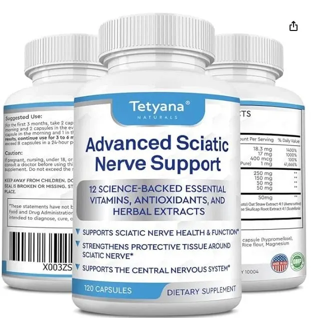 مکمل تخصصی و پیشرفته بهبود و تقویت عصب سیاتیک تتیانا نچرالز (Tetyana Naturals Advanced Sciatic Nerve Support) 120 کپسول