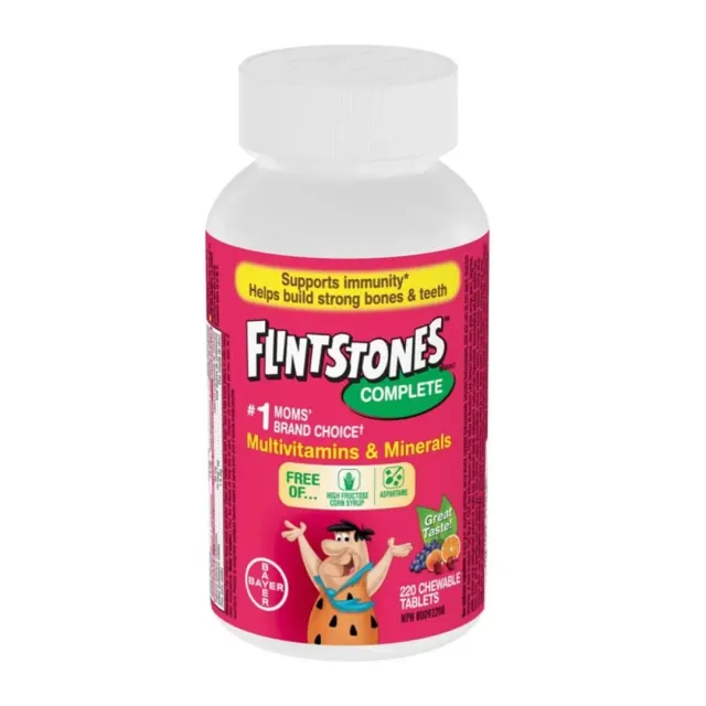 قرص جویدنی مولتی‌ویتامین و مینرال کودکان فلینتستونز Complete، بسته ۲۲۰ عددی - Flintstones Complete Chewable Multivitamins & Minerals – 220 Tablets