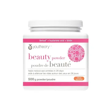 پودر زیبایی کامل یوتئوری (Youtheory Complete Beauty Powder) با طعم مرکبات، حاوی هیالورونیک اسید، کلاژن و بیوتین، ۱۹۱ گرم