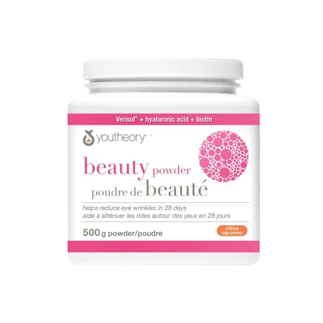 پودر زیبایی کامل یوتئوری (Youtheory Complete Beauty Powder) با طعم مرکبات، حاوی هیالورونیک اسید، کلاژن و بیوتین، ۱۹۱ گرم