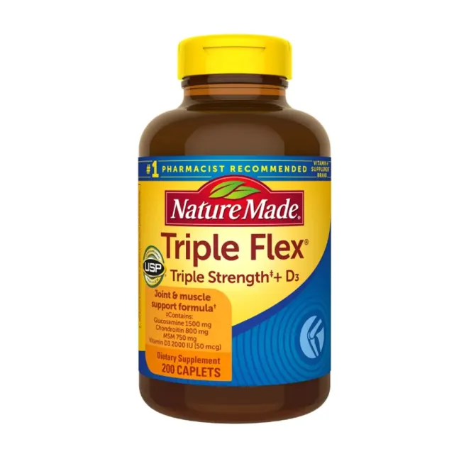 قرص Nature Made TripleFlex Triple Strength + D3 | مکمل تقویت مفاصل، غضروف، استخوان و عضلات | 200 عددی