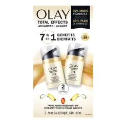مرطوب‌کننده صورت اولِی Total Effects Advanced 7 in 1 با SPF 15 | بدون عطر، پک دو عددی ۵۰ میلی‌لیتری | Olay Total Effects Advanced 7 in 1 Facial Moisturizer with - تصویر 1