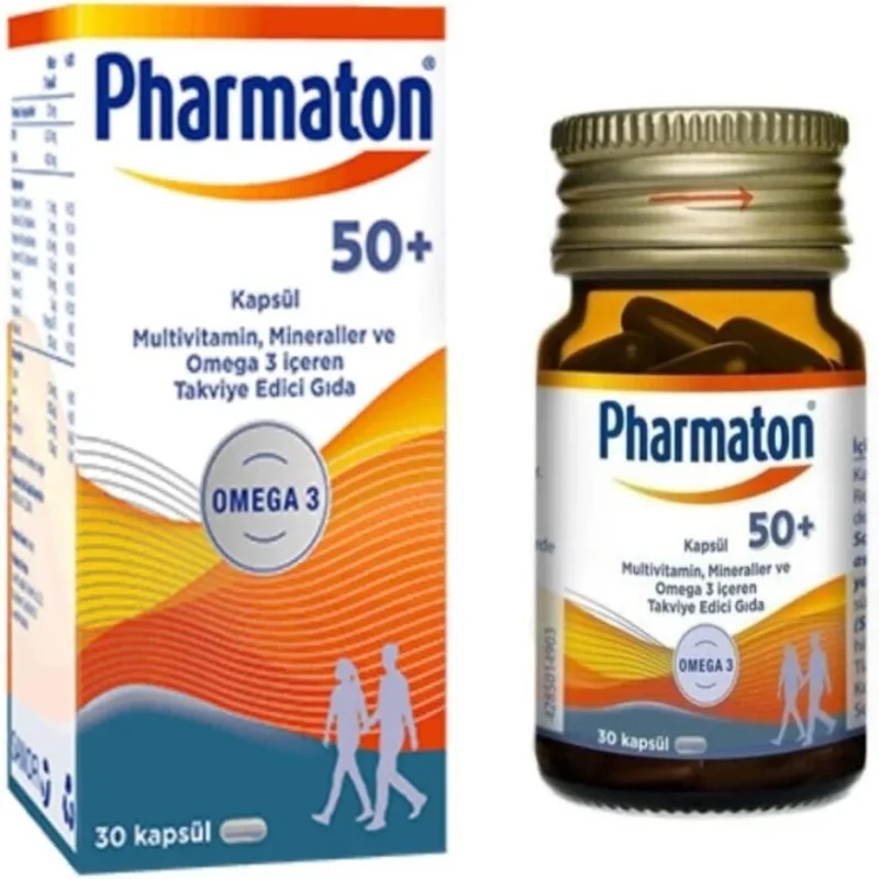 فارمتون 50 پلاس 30 کپسول - امگا 3، مولتی‌ویتامین و مواد معدنی (Pharmaton 50 Plus 30 Capsules - Omega 3, Multivitamin and Minerals)
